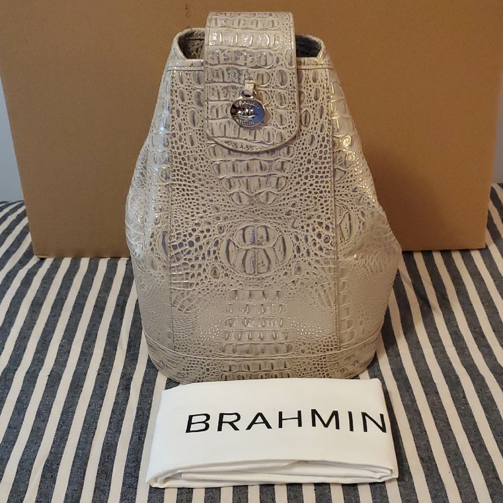 Brahmin Allie Sling Croc-Embossed  In Oyster Color